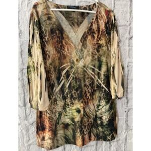 Avenida Azul Woman 3X Tiger Animal Print Top